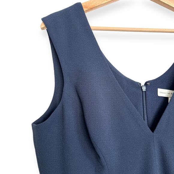 Dress The Population Midnight Blue Sandra Plunge Crepe Trumpet Gown Women's XL - Picture 7 of 13